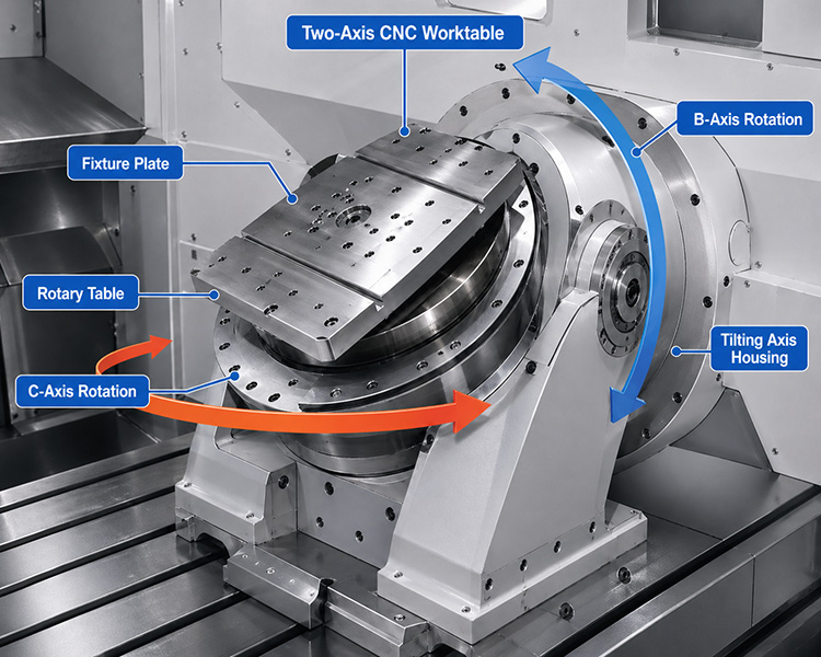 CNC lathe machining chamber with spindle and turret