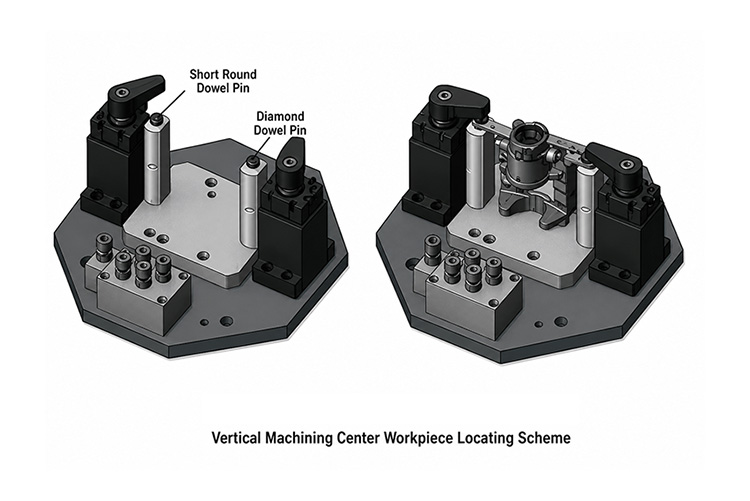 CNC fixture positioning scheme one for a brake caliper cylinder body