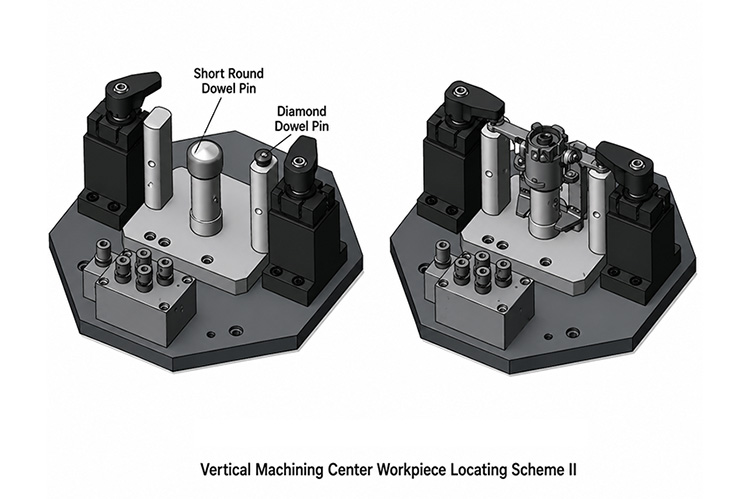 CNC fixture positioning scheme one for a brake caliper cylinder body