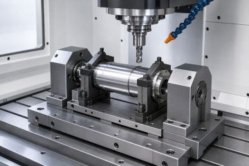 CNC machining center fixture holding a precision workpiece