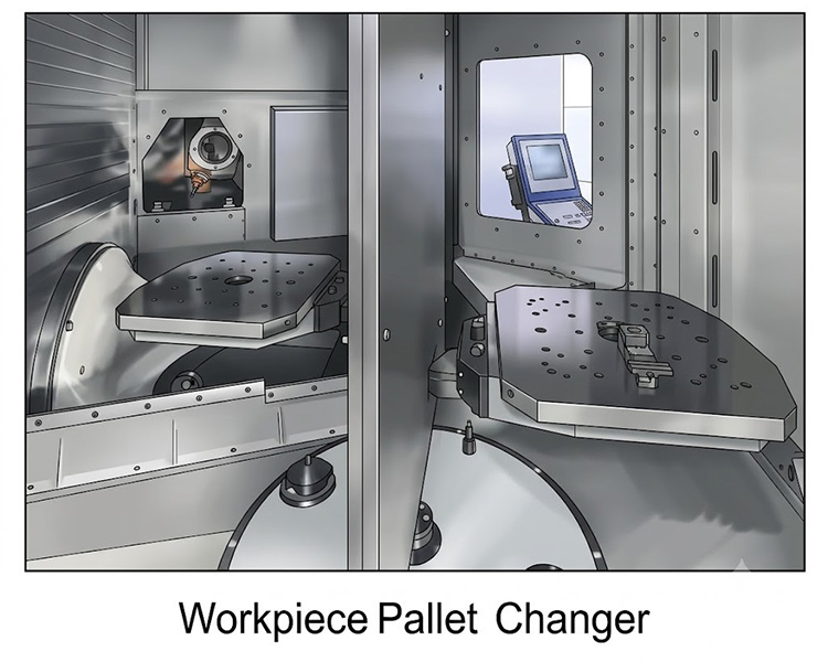 Voorbereidingsstation voor het wisselen van pallets in een bewerkingscentrum