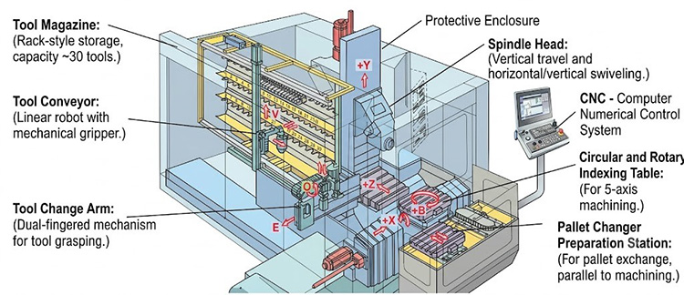 Automatiseringscomponenten voor het vijfassige CNC-bewerkingscentrum