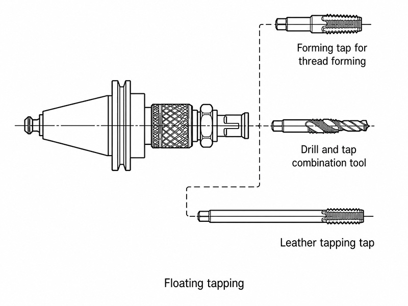 Floating tap holder system for error-compensated thread tapping
